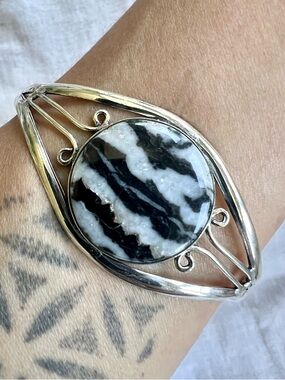 925 Good Vibes White Buffalo Turquoise Jasper Cuff Bracelet